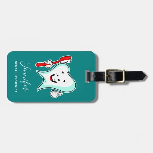 Fijne tandheelkundige verzorging met tandenborstel bagagelabel (Voorkant horizontaal)