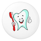 Fijne tandheelkundige verzorging met tandenborstel keramische knop (Voorkant)