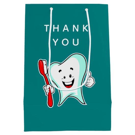 Fijne tandheelkundige verzorging met tandenborstel medium cadeauzakje (Achterkant)