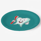 Fijne tandheelkundige verzorging met tandenborstel papieren bordje (Gekanteld)