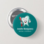 Fijne tandheelkundige verzorging met tandenborstel ronde button 5,7 cm (Voorkant /achterkant)