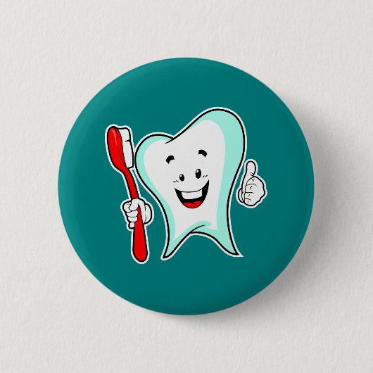 Fijne tandheelkundige verzorging met tandenborstel ronde button 5,7 cm (Voorkant)