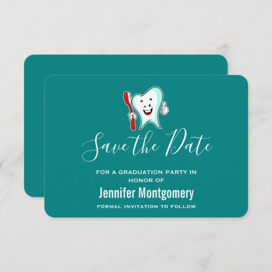 Fijne tandheelkundige verzorging met tandenborstel save the date (Voorkant / Achterkant)