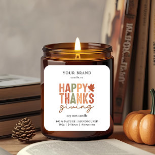 Fijne Thanksgiving   Candle Business Branding Vierkante Sticker