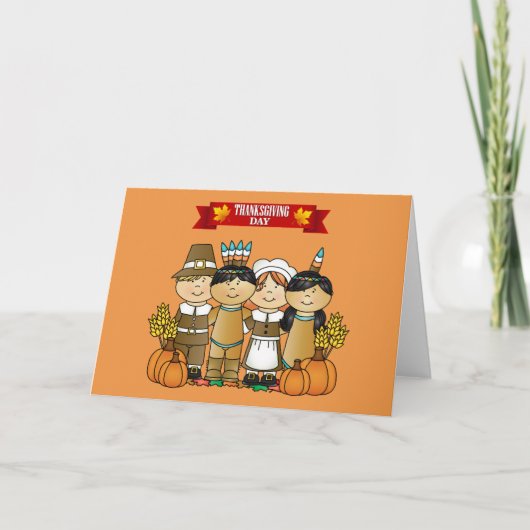 Fijne Thanksgiving Day Mensen Feestdagen Kaart (Voorkant)