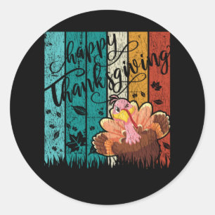 Fijne Thanksgiving Familie Kind Matching Pyjama Ca Ronde Sticker