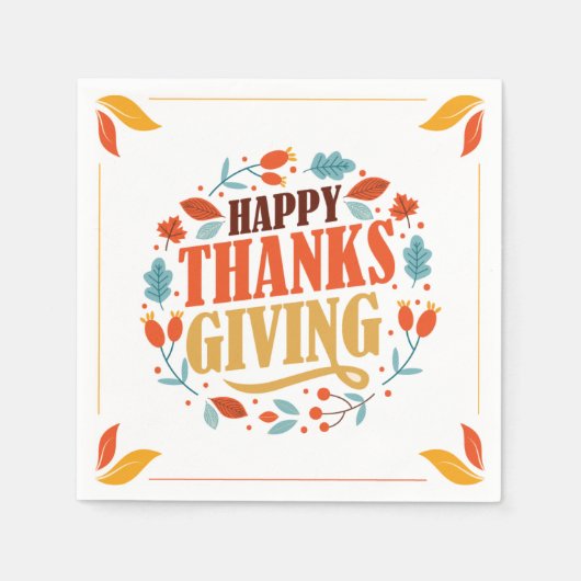 Fijne Thanksgiving |Herfst vakantie Turkije diner Servet (Voorkant)