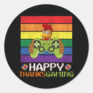 Fijne Thanksgiving Kalkoen Gaming Videogame Gamer Ronde Sticker