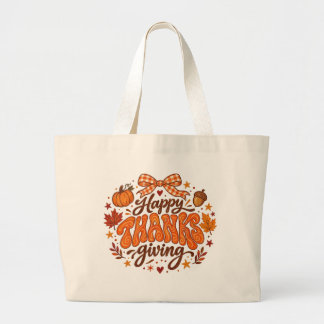Fijne Thanksgiving Pompoen Herfst Boodschappentas Grote Tote Bag