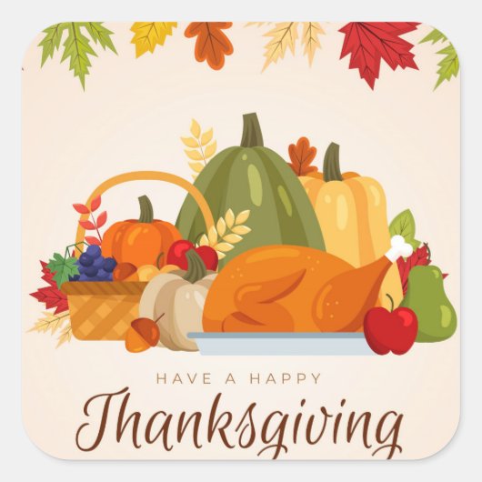Fijne Thanksgiving Vierkante Sticker (Voorkant)