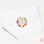 Fijne Thanksgiving voor Herfst Flowers Ronde Sticker (Envelop)