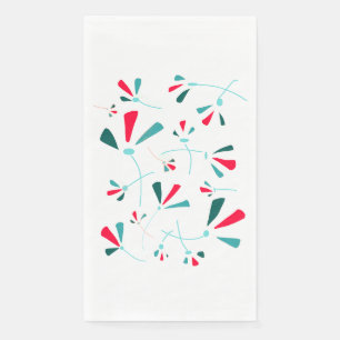 Fijne turquoise, rood, groen bloemenpapier gastwer servet
