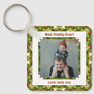 Fijne vaderdag Beste papa Oosters Groene Foto Sleutelhanger