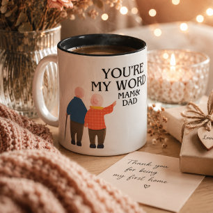 Fijne Vaderdag Jullie zijn mijn wereld Mama en Pap Tweekleurige Koffiemok