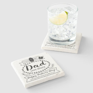 Fijne vaderdag nummer 1 Eén pap monogram Logo Stenen Onderzetter