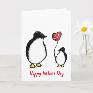 Fijne Vaderdag pinguïn met hart Kaart