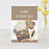 Fijne Vaderdag Schrijfmachine Kaart (Gele Bloem)