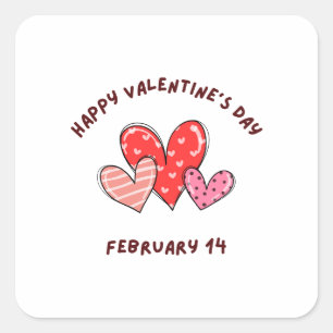 Fijne Valentijnsdag 2023 - Valentijn 14 februari Vierkante Sticker