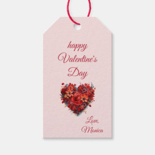 Fijne Valentijnsdag   Bloemenhart   Aangepast Cadeaulabel