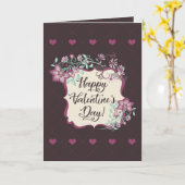 Fijne Valentijnsdag! Boho Pink Flowers Hearts Kaart (Gele Bloem)