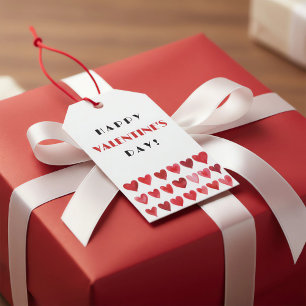 Fijne Valentijnsdag-cadeaubijsluiter met rode hart Cadeaulabel