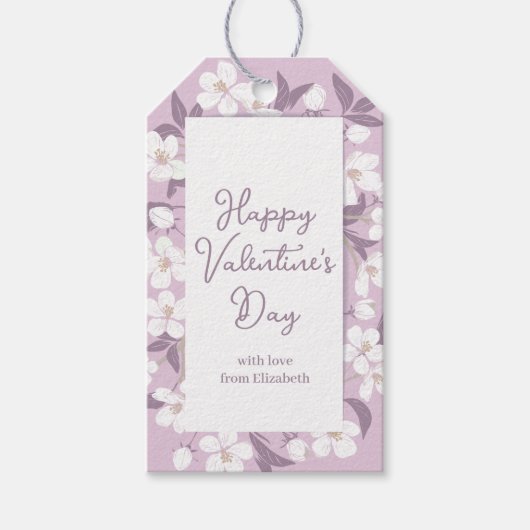 Fijne Valentijnsdag Chic Light Pink Floral Party Cadeaulabel (Voorkant)