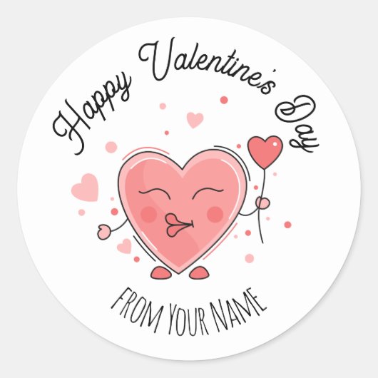 Fijne Valentijnsdag Classic Round Sticker (Voorkant)