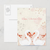 Fijne Valentijnsdag Cute Romantische Zwanen Feestdagenkaart (Voorkant / Achterkant)