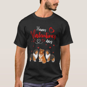 Fijne Valentijnsdag Drie Cute Sheltie Dogs Love T-shirt
