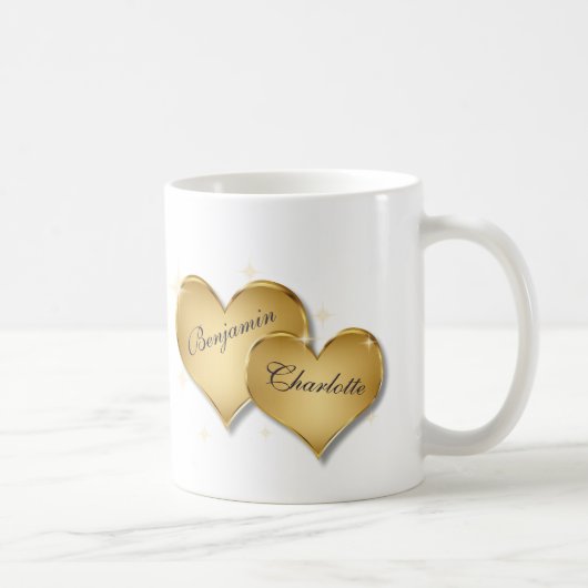 Fijne Valentijnsdag Elegant Golden Hearts Koffiemok (Rechts)