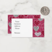 Fijne Valentijnsdag Glitter Love Bling Hearts Notitiekaartje (Voorkant / Achterkant in situ)