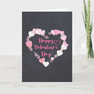 Fijne Valentijnsdag Glitterende Harten in Roze Feestdagen Kaart