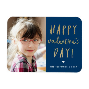 Fijne Valentijnsdag Gouden Glitter Foto Magneet