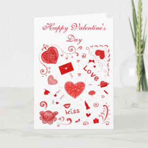 Fijne Valentijnsdag! Hart, хохо, liefdesdecoratie Kaart