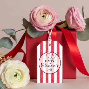 Fijne Valentijnsdag Hart Strepen Cadeaubijsluiter Cadeaulabel