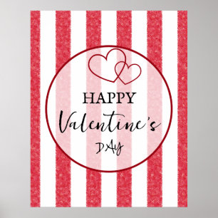 Fijne Valentijnsdag Hart Strepen Poster