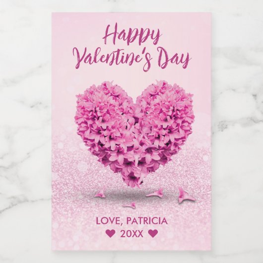 Fijne Valentijnsdag hartroze hyacinth Voedselcontainer Etiket (Enkel label)