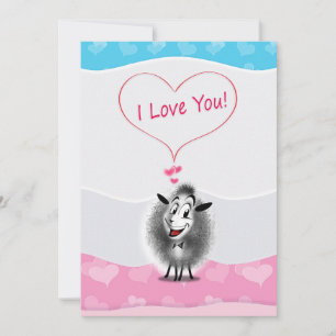 Fijne Valentijnsdag! Ik hou van jou! Cute Schaap Feestdagenkaart