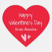 Fijne Valentijnsdag in het rood van aangepaste naa Hart Sticker (Voorkant)