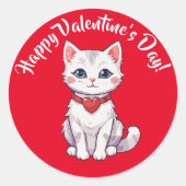 Fijne Valentijnsdag Kitten Ronde Sticker (Voorkant)