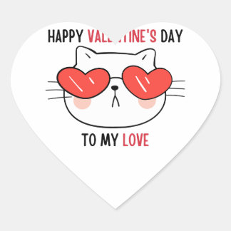 Fijne Valentijnsdag | Leuke kat met hart ogen Sticker