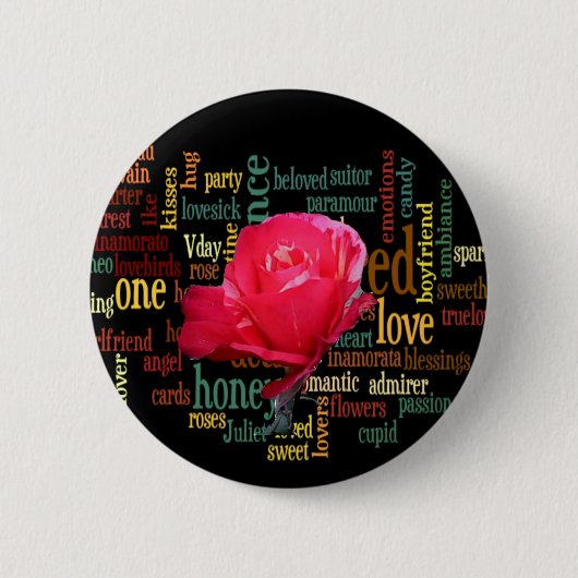Fijne Valentijnsdag met elegante rode rozen Ronde Button 5,7 Cm (Voorkant)