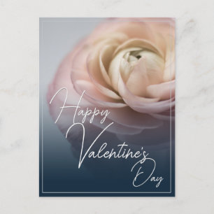 Fijne Valentijnsdag met grote roze roze roos Feestdagenkaart