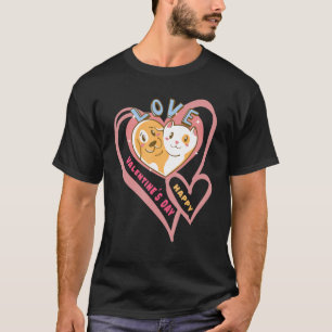 Fijne Valentijnsdag met honden- en kattenliefdesha T-shirt