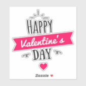 Fijne Valentijnsdag met roze hart Sticker (Vel)