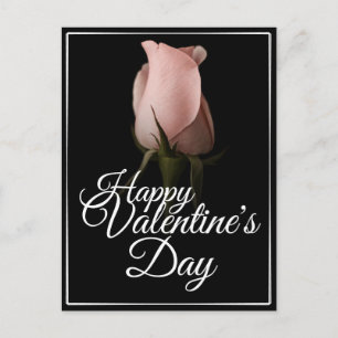 Fijne Valentijnsdag met roze roze roos Feestdagenkaart