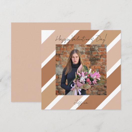 Fijne Valentijnsdag Modern Script Foto Kaart (Voorkant / Achterkant)