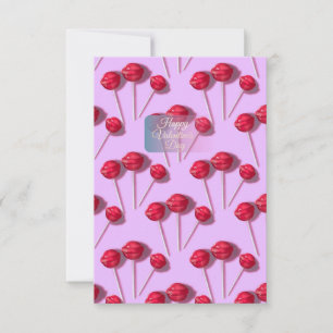 Fijne Valentijnsdag Mooie Lollypop Patroon Roze C Bedankkaart