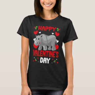 Fijne Valentijnsdag Neushoorn Hart Liefde Dier T-shirt