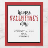 Fijne Valentijnsdag persoonlijk Wijn Etiket (Enkel label)